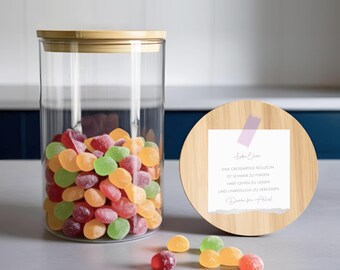 Afscheids voorraadpot, koekjestrommel, collega, gepersonaliseerde voorraadpot, gepersonaliseerd opbergblik, opbergpotten - kerzeundco.