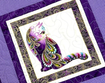 Purple Colorful Cats Table Topper/Reversible/Shady Spring Quilts