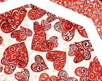Valentine Hearts Octagon Table Topper/Reversible/Shady Spring Quilts