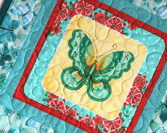 Colorful Butterfly Table Topper/Reversible/Shady Spring Quilts