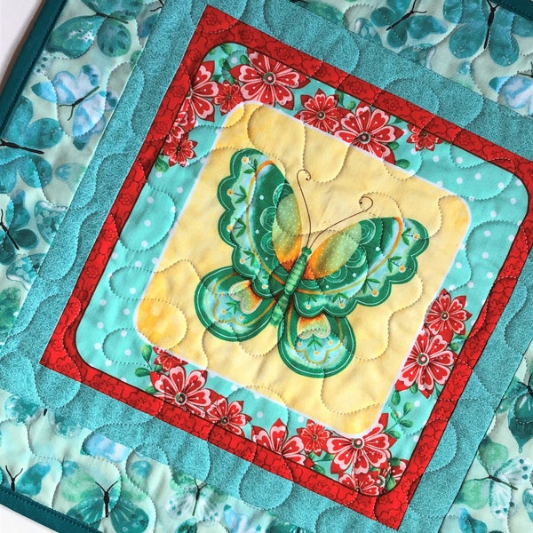 Stained Glass Butterfly Quilted Table Topper NCU0HNH048