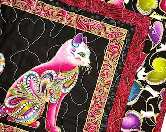Colorful Cats Table Topper/Reversible/Shady Spring Quilts