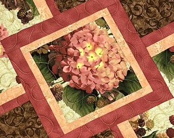 Hydrangea & Berries Table Runner: Reversible Quilted Centerpiece