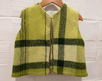 Handmade Wool Vest Child and Baby | Green check plaid