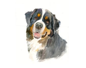 Custom dog portrait, Handmade artwork memorial art