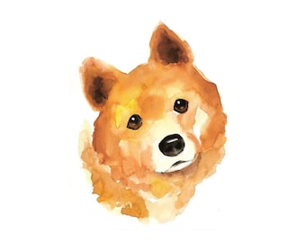 Hand Painted Watercolor Pet Portrait, Custom Dog Art