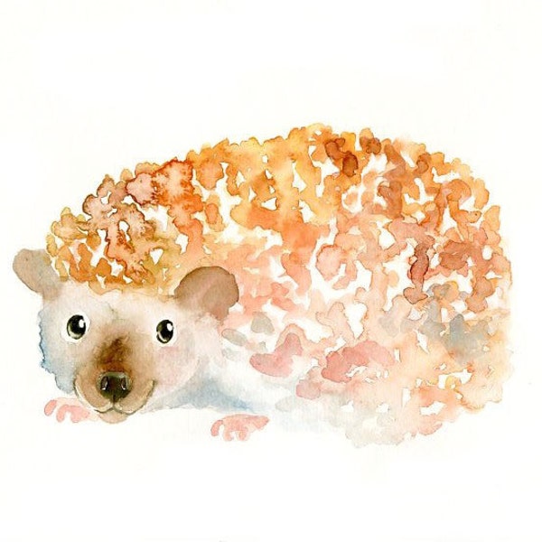 HEDGEHOG by DIMDI Original watercolor painting 10X8inch