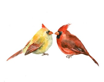 Custom of your favorite couple bird, Valentine's day, Animal watercolor, Original watercolor painting, 10x8inch