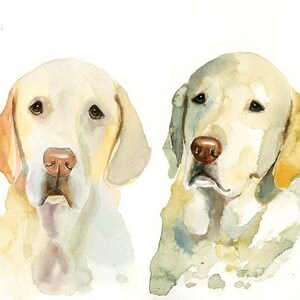 Custom couple pet,pet portrait painting, dog portrait, Custom pet painting,Custom dog portrait, Original watercolor painting 8X10inch image 2