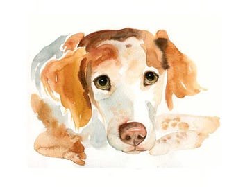 Custom watercolor pet portrait: Dog memorial painting 8x10inch