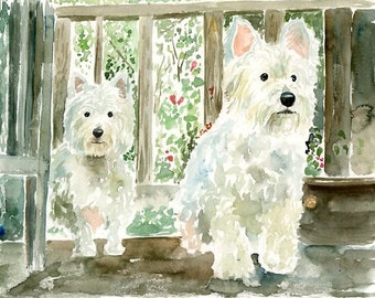 CUSTOM couple pet Custom pet portrait painting Pet portrait memorial Dog portrait Custom dog portrait Original watercolor painting 8X10inch