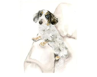 Watercolor Dog Portrait: Custom Pet Memorial Art, 8x10 Inch