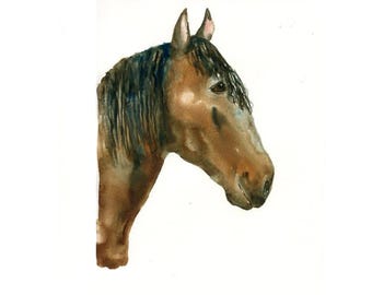 Retrato de caballo en acuarela personalizado, arte equino personalizado, regalo conmemorativo