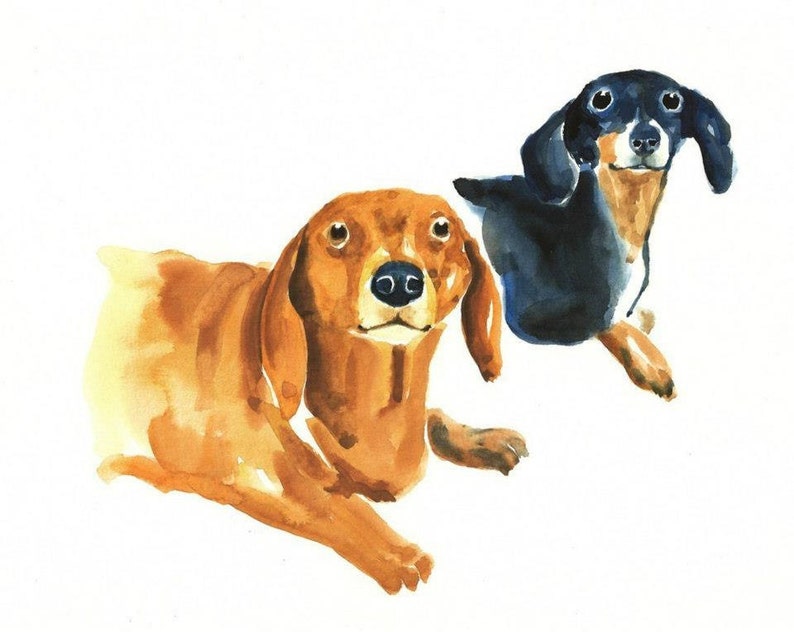 Custom couple portrait Watercolor pet portrait dog portrait Custom pet painting Custom dog portrait Original watercolor painting 8x10inch image 4