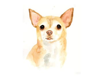 Custom watercolor pet portrait: Dog memorial painting 8x10inch