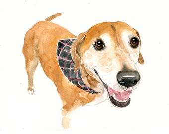 Custom Pet Portrait: Original Watercolor Painting, Pet Memorial (8x10 inch)