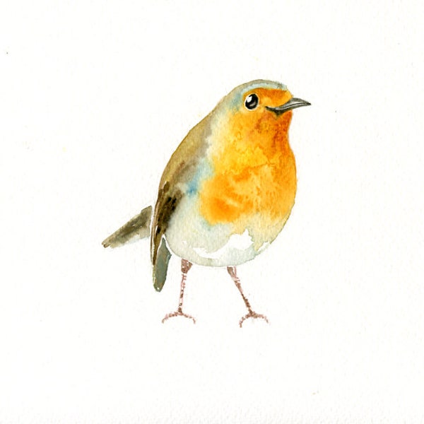 Robin, Animal watercolor, Original watercolor painting, bird art, 10x8inch