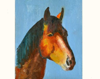 Original oil Painting, Horse hand painted art, Whimsical animal Wall decor