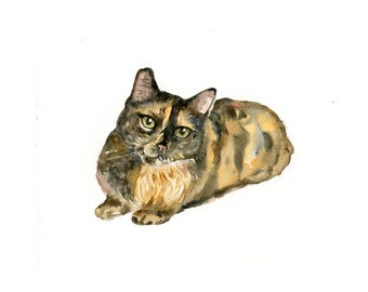 Custom Cat Portrait: Original Watercolor Painting, 8x10 inch