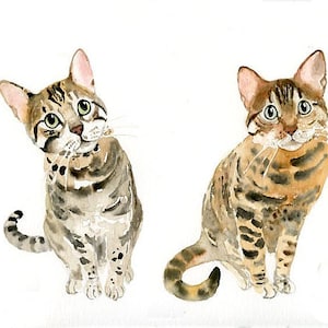 RITRATTO della tua coppia di animale DOMESTICO Acquerello su carta 20x25cm