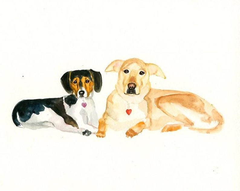 Custom couple portrait Watercolor pet portrait dog portrait Custom pet painting Custom dog portrait Original watercolor painting 8x10inch image 5