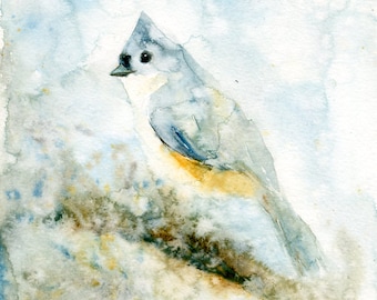 Titmouse, Animal watercolor, Original watercolor painting, bird art, 8x10inch