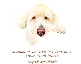 Custom watercolor pet portrait: Dog memorial painting