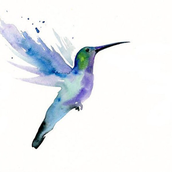 HUMMINGBIRD by DIMDI Original watercolour painting 10x8inch