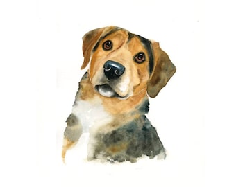 Personalized watercolor pet painting, Hand Painted Dog Memorial Gift