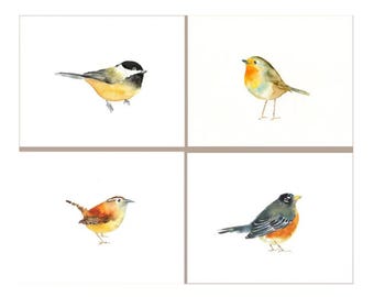 Custom of your 4 favorite bird, Nursery art, Animal watercolor, Original watercolor painting, 10x8inch