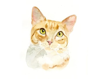 Custom Cat Portrait, Hand Painted Pet Memorial Gift