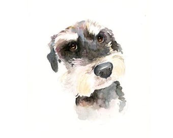 Custom watercolor pet portrait: Dog memorial painting 8x10inch