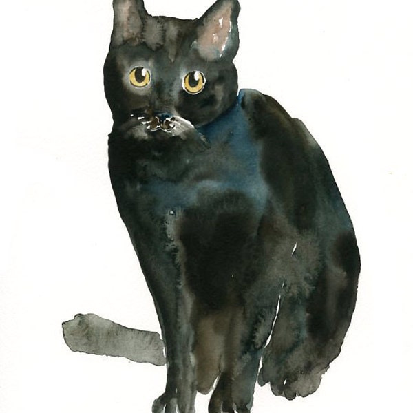CAT by DIMDI Original watercolor painting 8x10inch