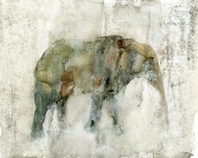 Elephant, Animal art Original watercolor painting 10x8inch image 1