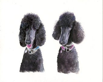 Custom Couple Pet Portrait: Original Watercolor Painting (8x10 inch)