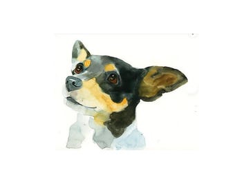 Custom watercolor pet portrait: Dog memorial painting 8x10inch