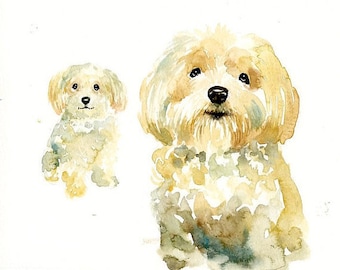 Custom couple portrait Watercolor pet portrait dog portrait Custom pet painting Custom dog portrait Original watercolor painting 8x10inch