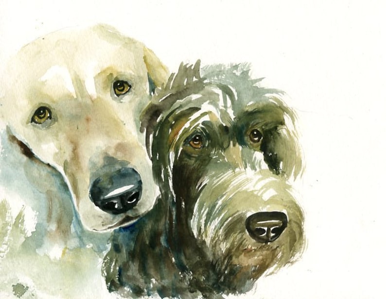 Benutzerdefinierte paar Porträt Aquarell Tierportrait Hund Etsy