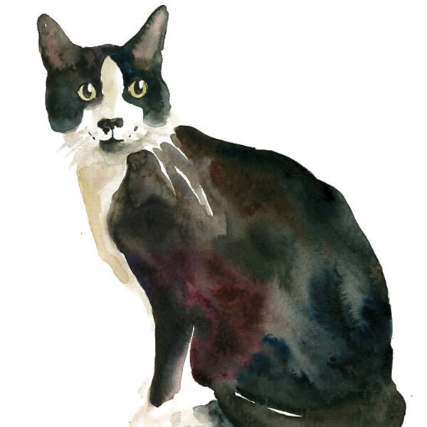 CAT by DIMDI Original watercolor painting 8x10inch