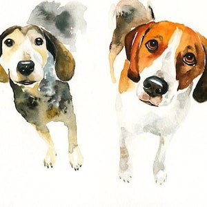 Custom couple pet,pet portrait painting, dog portrait, Custom pet painting,Custom dog portrait, Original watercolor painting 8X10inch image 5