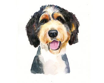 Personalized Dog Portrait Christmas Gift, Handmade Pet Painting