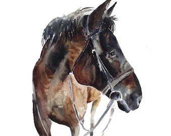 Retrato personalizado de caballo a partir de una foto, pintura personalizada de mascotas, retrato de caballo en acuarela, regalo conmemorativo para caballos