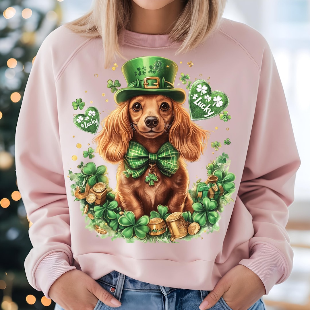 St Patrick's Day Dogs Png,irish Dog Png,shamrock Hat Dog Sublimation ...