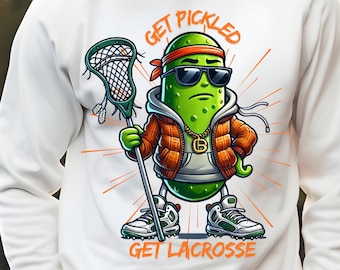 Funny Lacrosse Pickle PNG: T-Shirt Design, Sports Sublimation (Digital Download 4000x4000 PX)