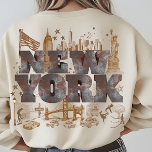 Les toits de la ville de New York PNG | Clipart urbain de New York | Téléchargement numérique pour t-shirts, affiches et sublimation | Conception du paysage urbain de New YorkNew York png