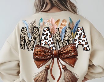 Mamá bohemia occidental PNG: Diseño de vaquera con estampado de leopardo (descarga digital)