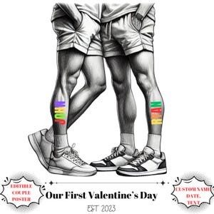Personalisiertes LGBT-Gaypaar-Plakat, bearbeitbarer Valentinstag und Wandkunst für besondere Anlässe, benutzerdefiniertes Valentinstagsgeschenk für ihn, Romantisches Geschenk