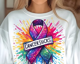 El cáncer chupa en cada color Sublimación Png, Concienciación sobre el cáncer, Cáncer de mama, Concienciación sobre el cáncer, Cinta contra el cáncer, Lucha contra el cáncer, Descarga digital