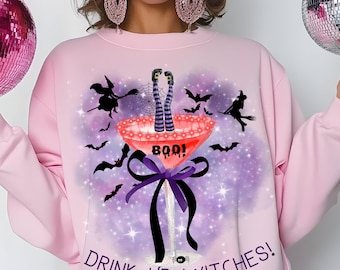 Bevi Streghe PNG, Clipart di Cocktail di Halloween, Gambe di Strega Divertenti in un Bicchiere, Disegno a Sublimazione con Citazione "Buu", Arte Digitale per Feste Spettrali, Compatibile con POD