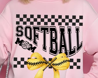 Glitter Softball Bow PNG: Retro Coquette Design (Digital Download, 4000x4000 PX)